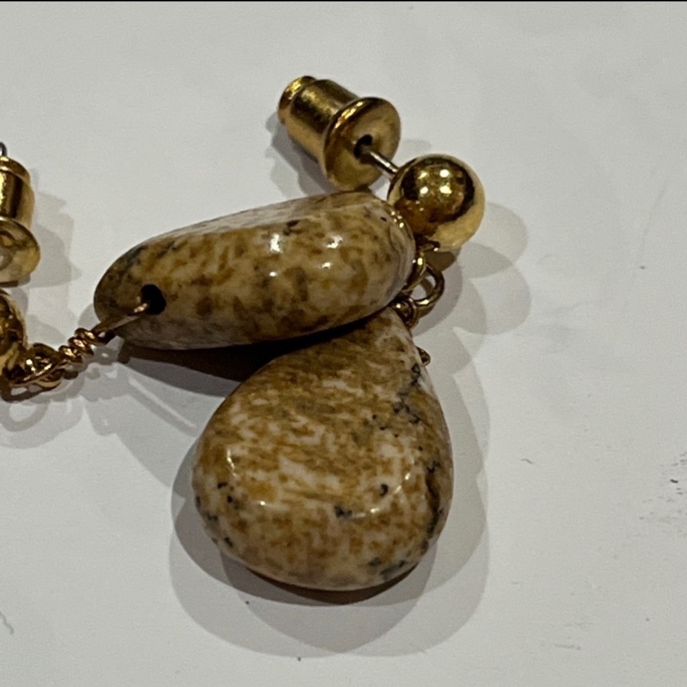 Brown Marble Stone Earrings.